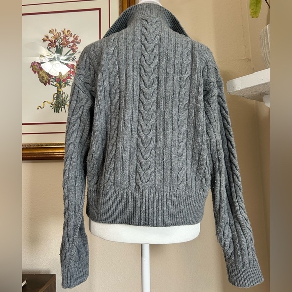 Paige Maylene Cable Knit Half Zip Sweater in Heather Grey - Picture 3 of 8